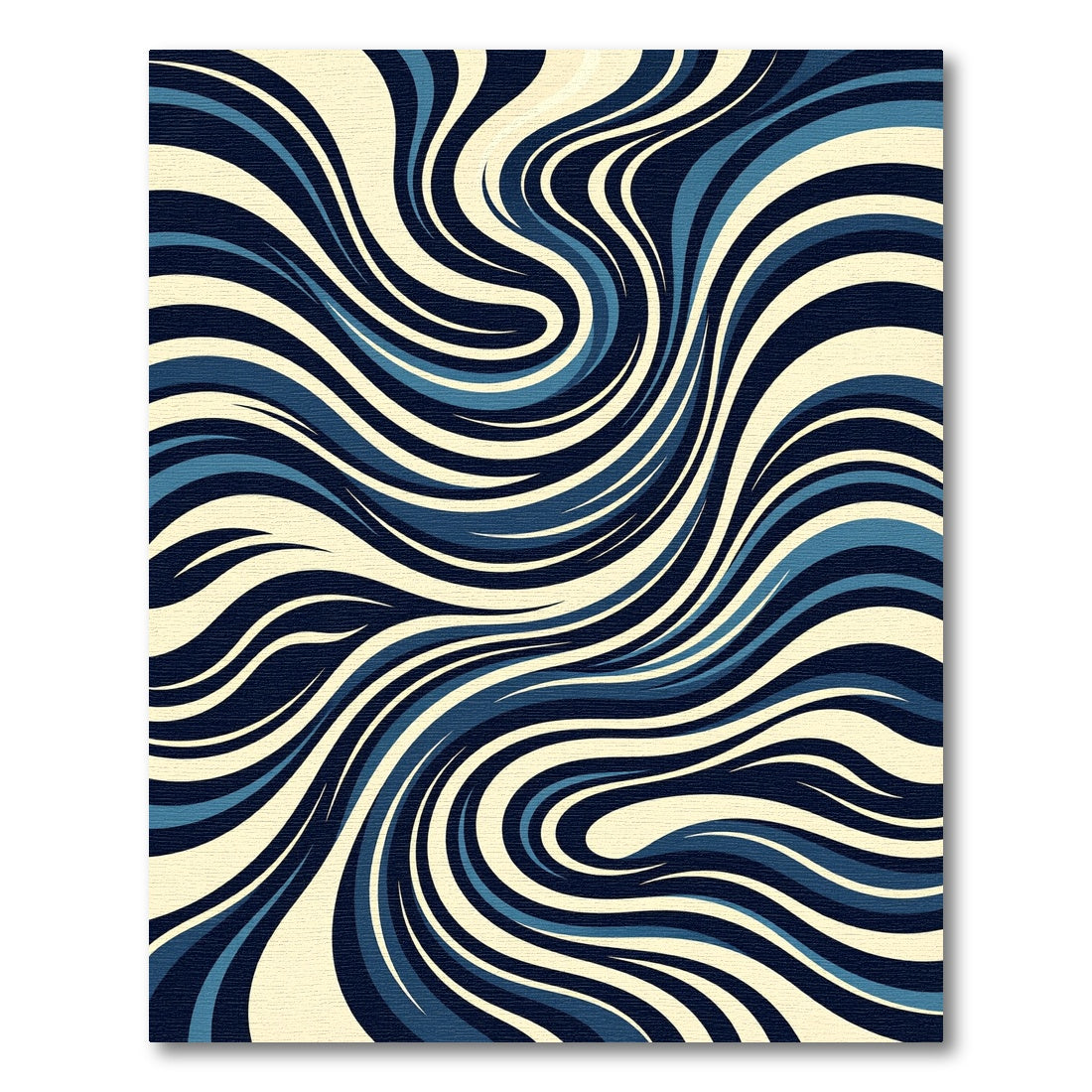 Deep Blue Cream Swirl Abstract Rug