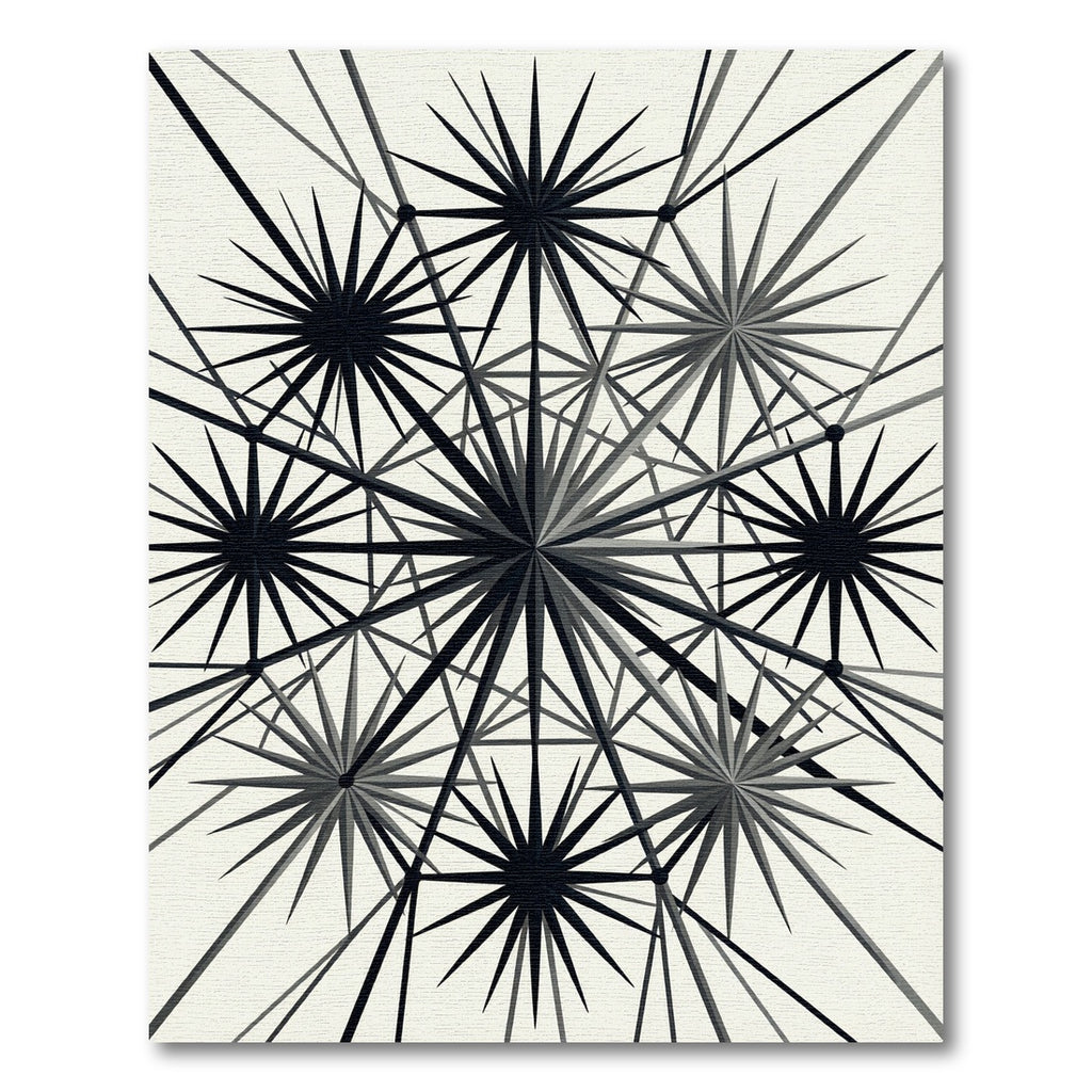 Monochrome Geometric Celestial Starburst Rug