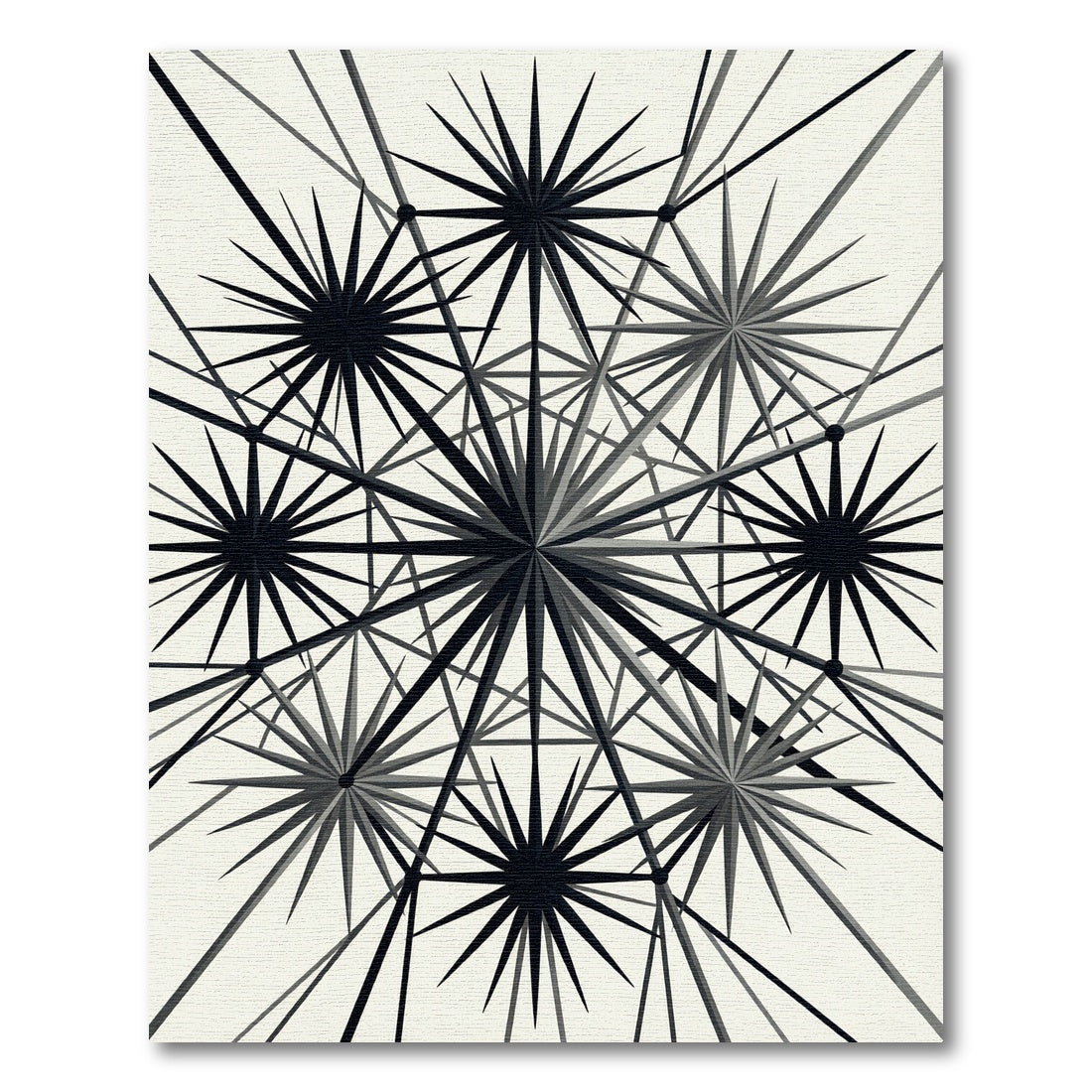 Monochrome Geometric Celestial Starburst Rug