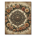 Vintage Golden Floral Medallion Wreath Rug