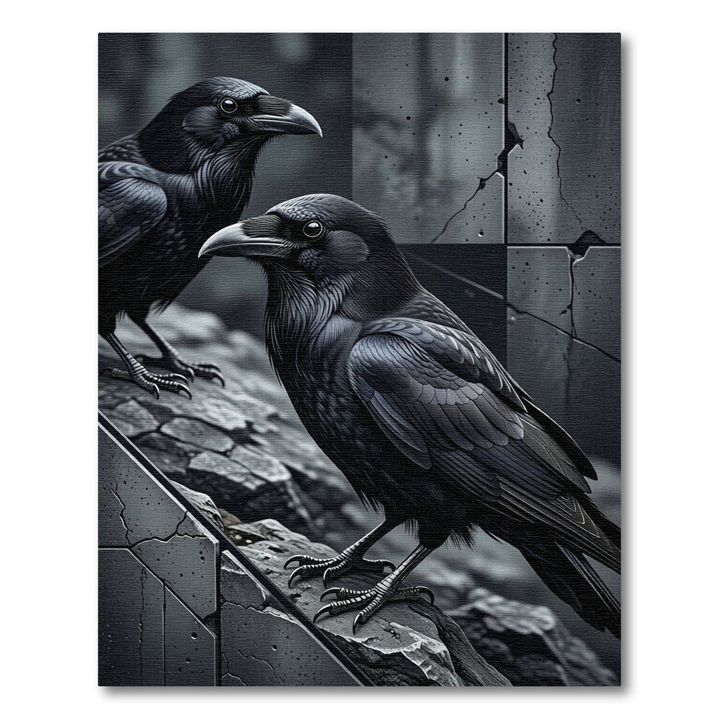Dark Raven Duo Monochrome Composition Rug