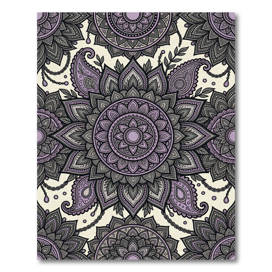 Lavender Mandala Paisley Chain Art Rug