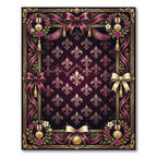 Ornate Plum Fleur De Lis Brocade Ribbon Rug