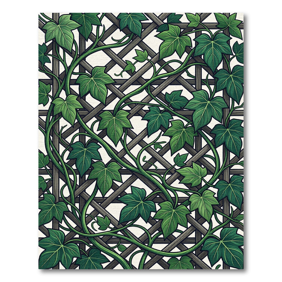 Lush Green Ivy Lattice Trellis Rug