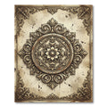 Ornate Golden Floral Scroll Medallion Rug