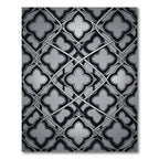 Monochromatic Quatrefoil Interlocking Geometric Silver Rug