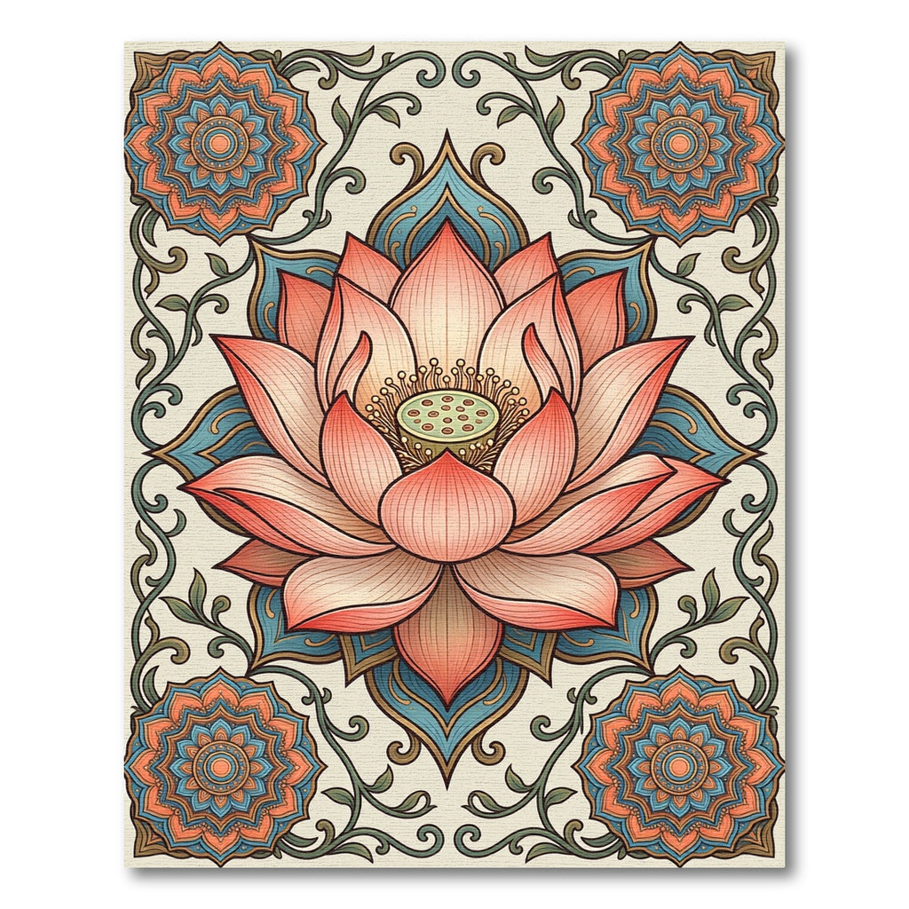 Pink Lotus Mandala Floral Art Rug