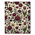 Romantic Crimson Rose Floral Heart Art Rug