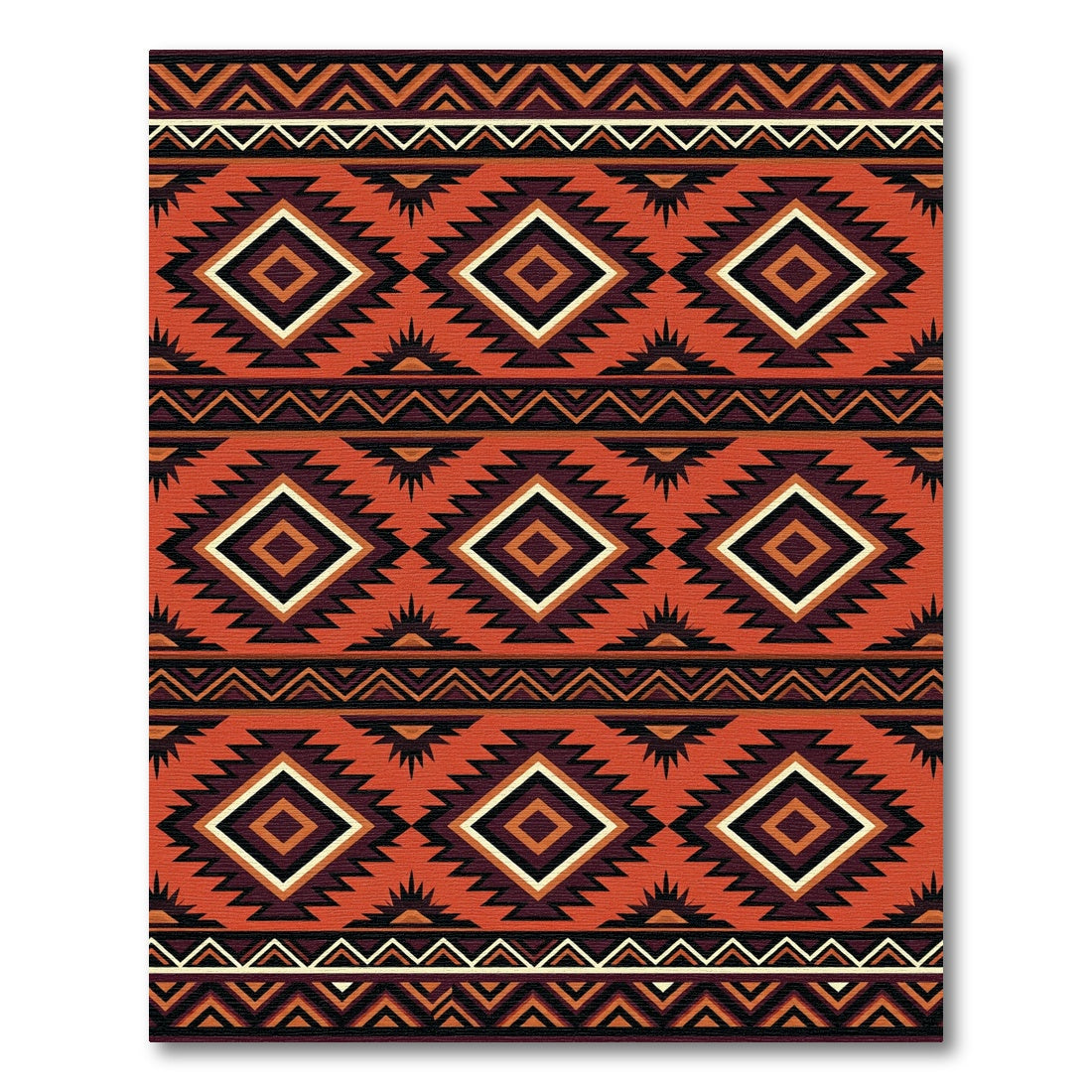 Bold Terracotta Aztec Geometric Diamond Rug