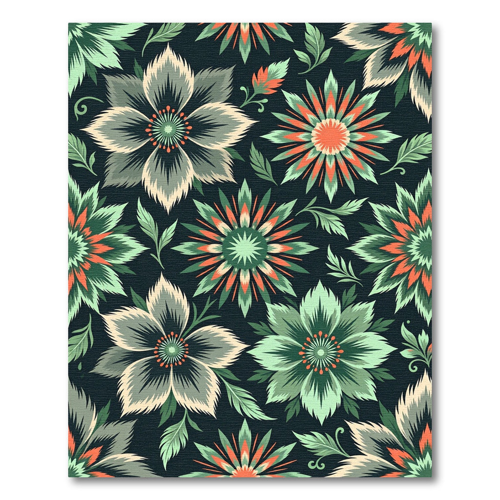 Mint Green Coral Floral Bloom Rug