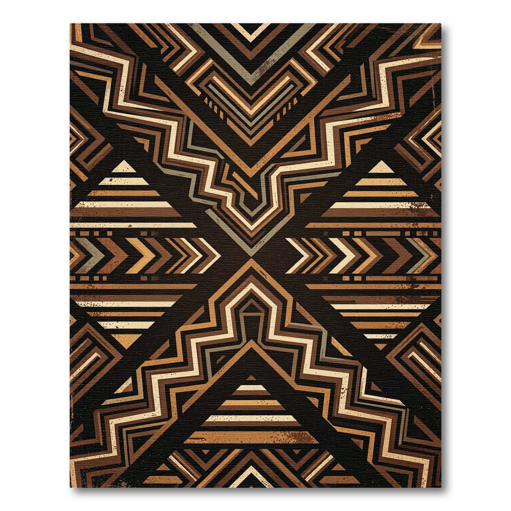 Geometric Earthy Brown Chevron Abstract Rug