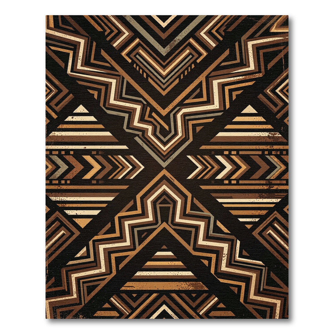 Geometric Earthy Brown Chevron Abstract Rug