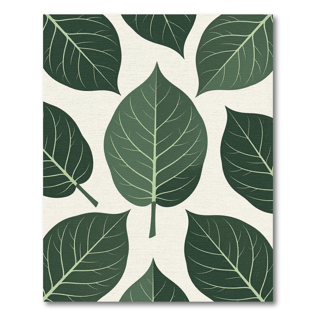 Dark Green Leafy Botanical Spread Rug
