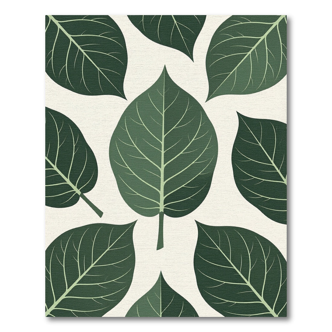 Dark Green Leafy Botanical Spread Rug