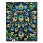 Ornate Peacock Feather Jewel Garden Rug