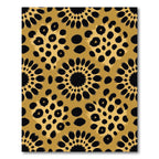 Golden Leopard Spot Floral Medallion Rug