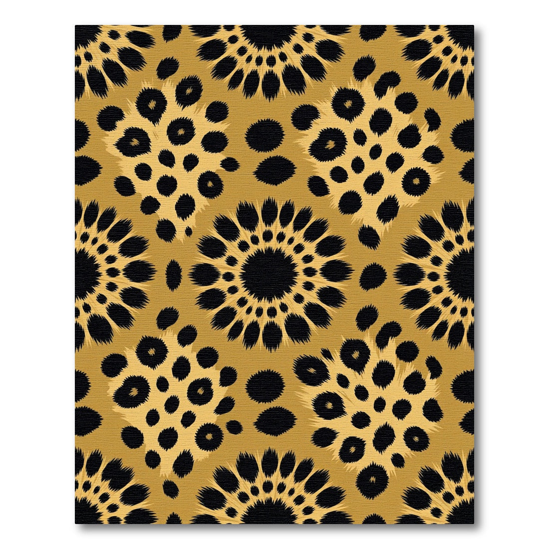 Golden Leopard Spot Floral Medallion Rug