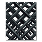 Monochrome Abstract Geometric Interlocking Grid Rug