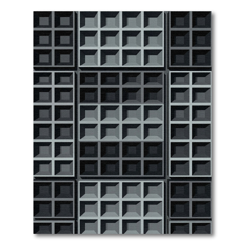 Modern Charcoal Grid Geometric Rug