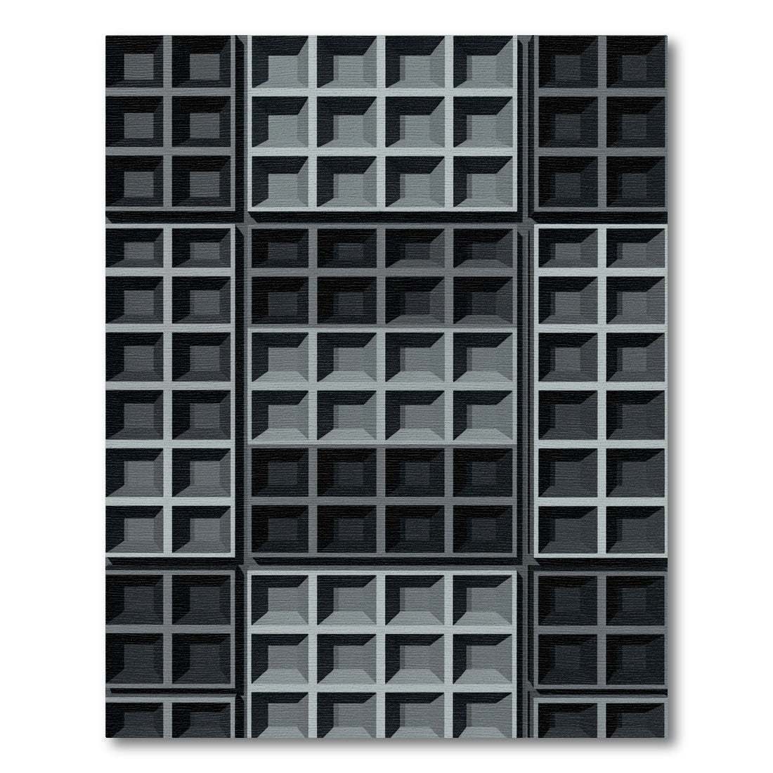 Modern Charcoal Grid Geometric Rug