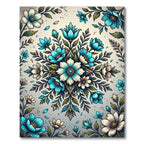 Elegant Teal and White Floral Medallion Rug