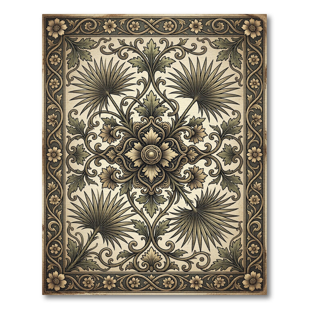Vintage Sage Filigree Sunburst Rug