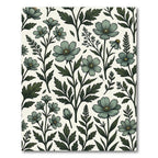 Sage Green Botanical Cosmos Floral Rug