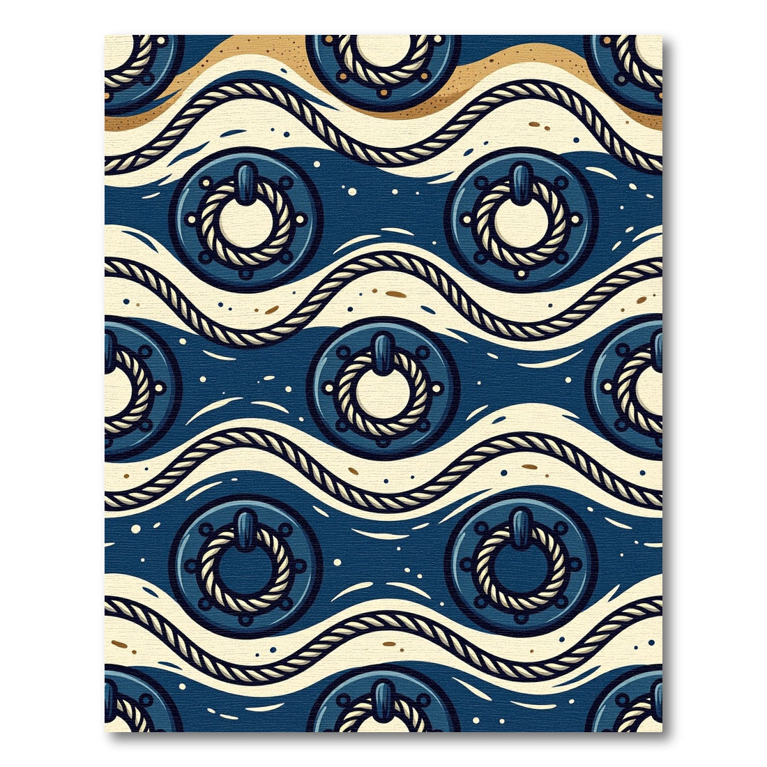 Nautical Navy Rope Wave Knot Rug