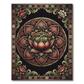 Opulent Deep Crimson Lotus Mandala Rug