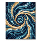 Abstract Golden Swirl Ocean Wave Rug