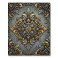 Antique Gold Floral Scroll Gray Rug