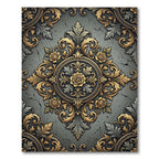Antique Gold Floral Scroll Gray Rug
