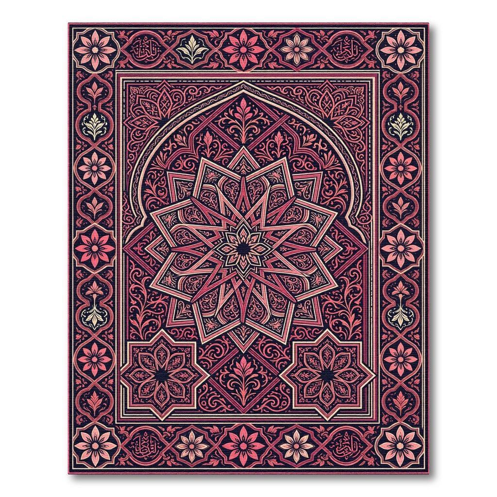 Ornate Pink and Gold Starburst Medallion Rug