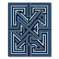 Navy Blue Greek Key Geometric Maze Rug