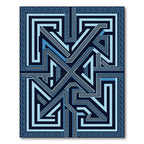 Navy Blue Greek Key Geometric Maze Rug