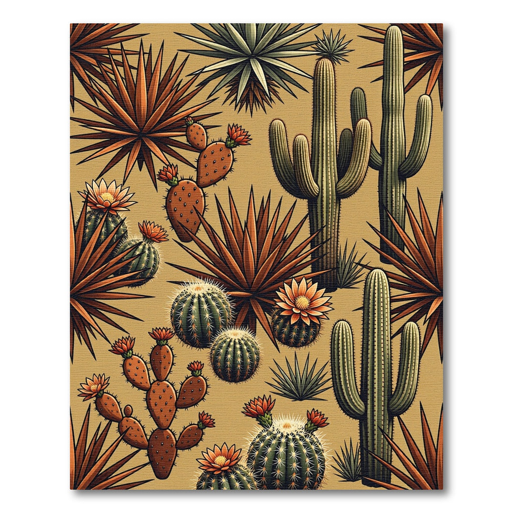 Desert Cactus Floral Garden Arrangement Rug