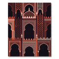 Terracotta Arched Lattice Architectural Silhouette Rug