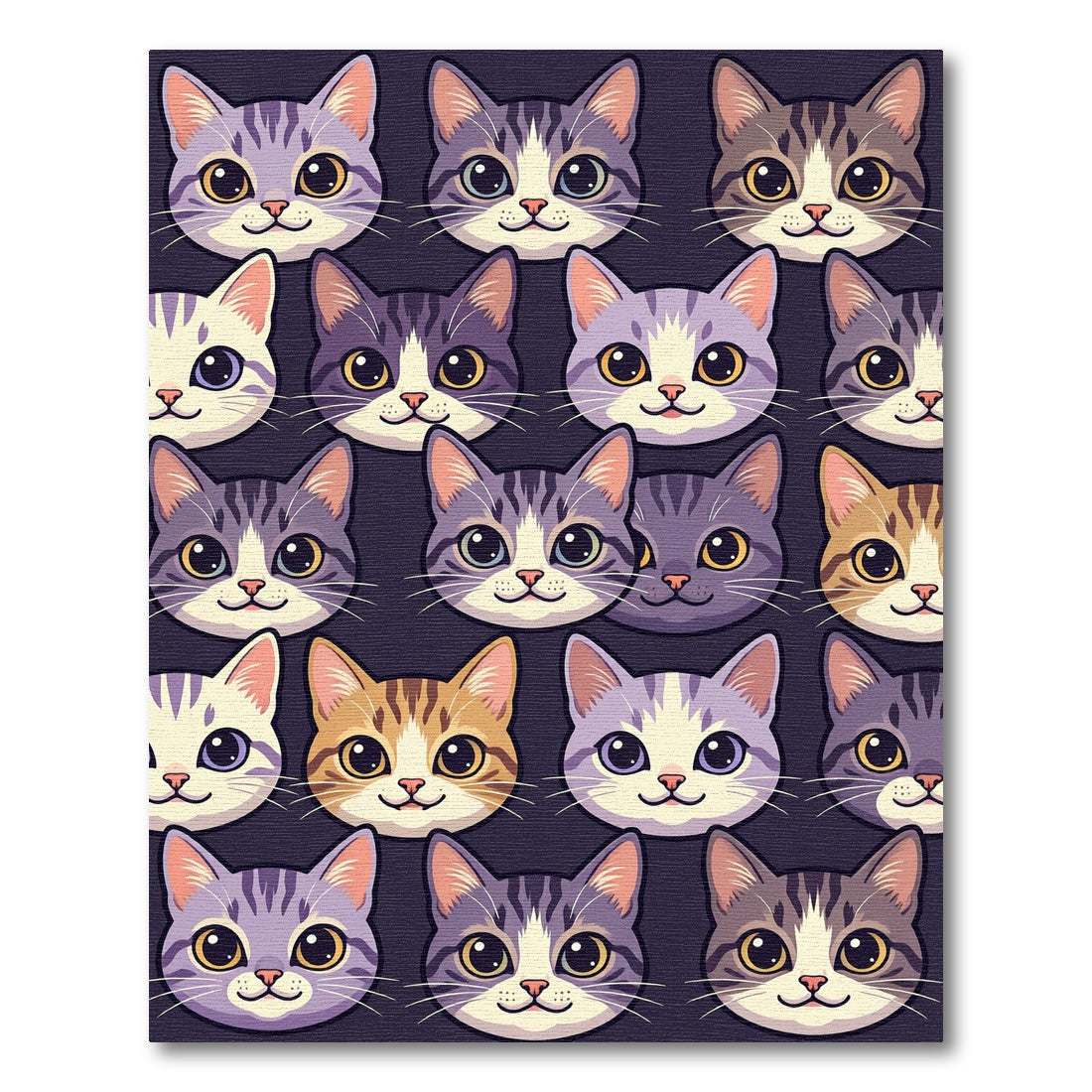 Whimsical Cute Cat Face Repeat Rug