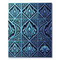 Electric Blue Damask Ornate Filigree Rug