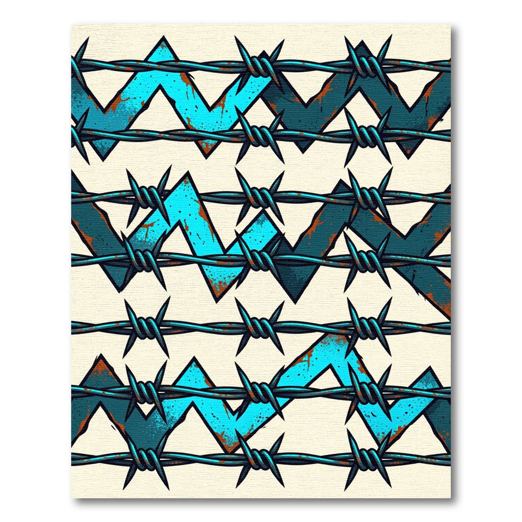 Rough Jagged Turquoise Barbed Wire Rug