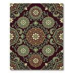 Elegant Burgundy Floral Gold Medallion Rug