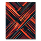 Modern Abstract Crimson Sharp Angular Linear Rug