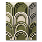 Modern Olive Arch Geometric Layered Rug