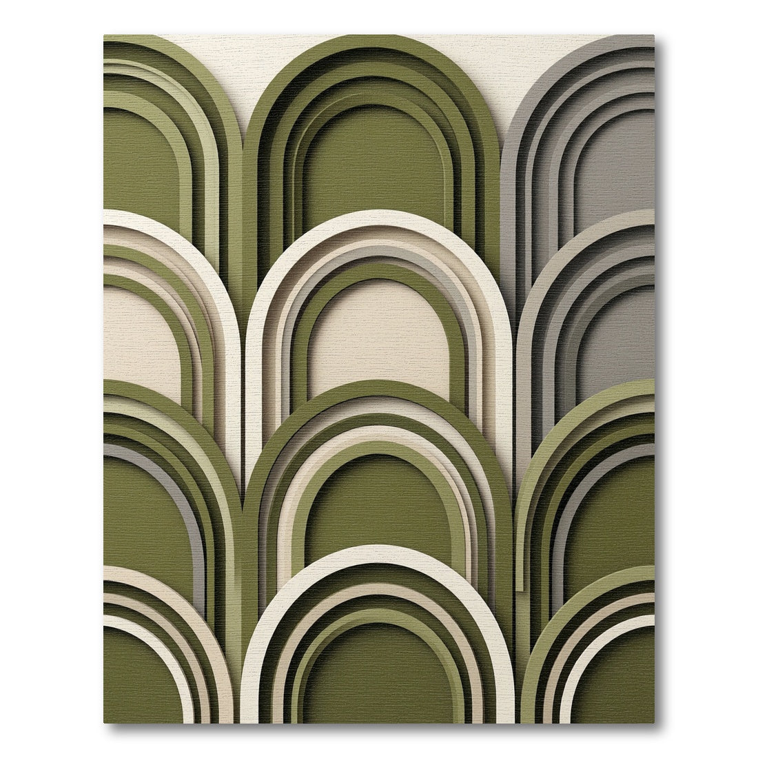 Modern Olive Arch Geometric Layered Rug