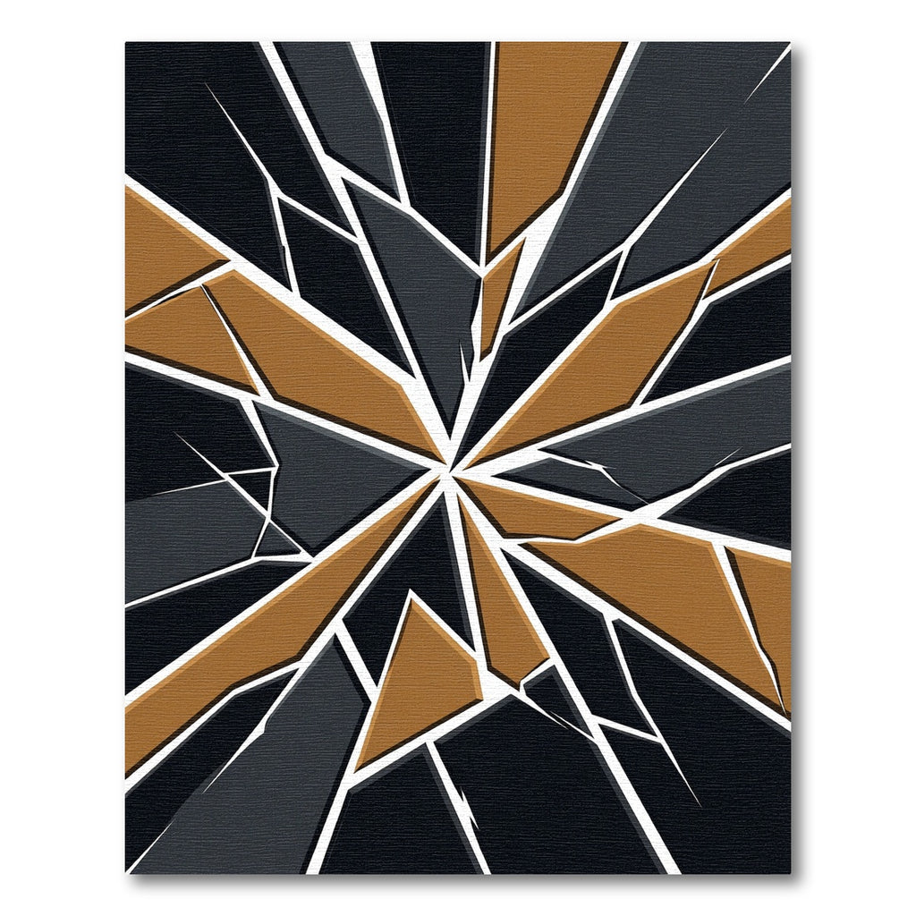 Abstract Geometric Gold and Charcoal Shards Rug