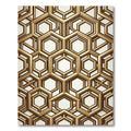 Luxurious Gold Geometric Hexagon Lattice Rug
