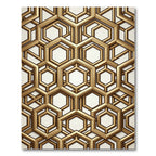 Luxurious Gold Geometric Hexagon Lattice Rug