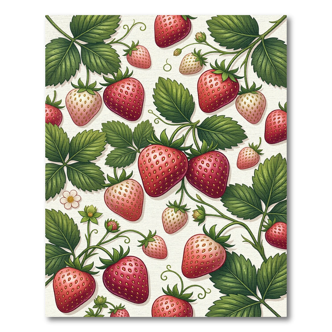 Vibrant Strawberry Botanical Berry Illustration Rug