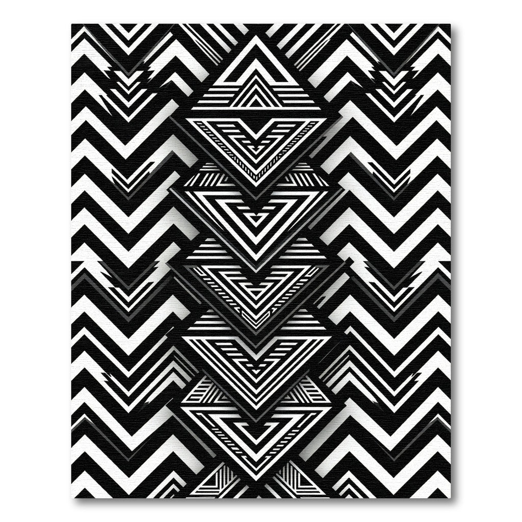 Black and White Geometric Zigzag Chevron Rug