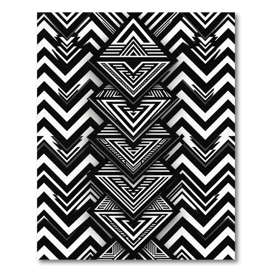 Black and White Geometric Zigzag Chevron Rug